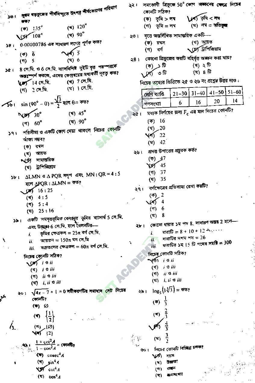 SSC 2025 Math Rajshahi Board এর মূল প্রশ্ন (21-04-25) - PDF Questions